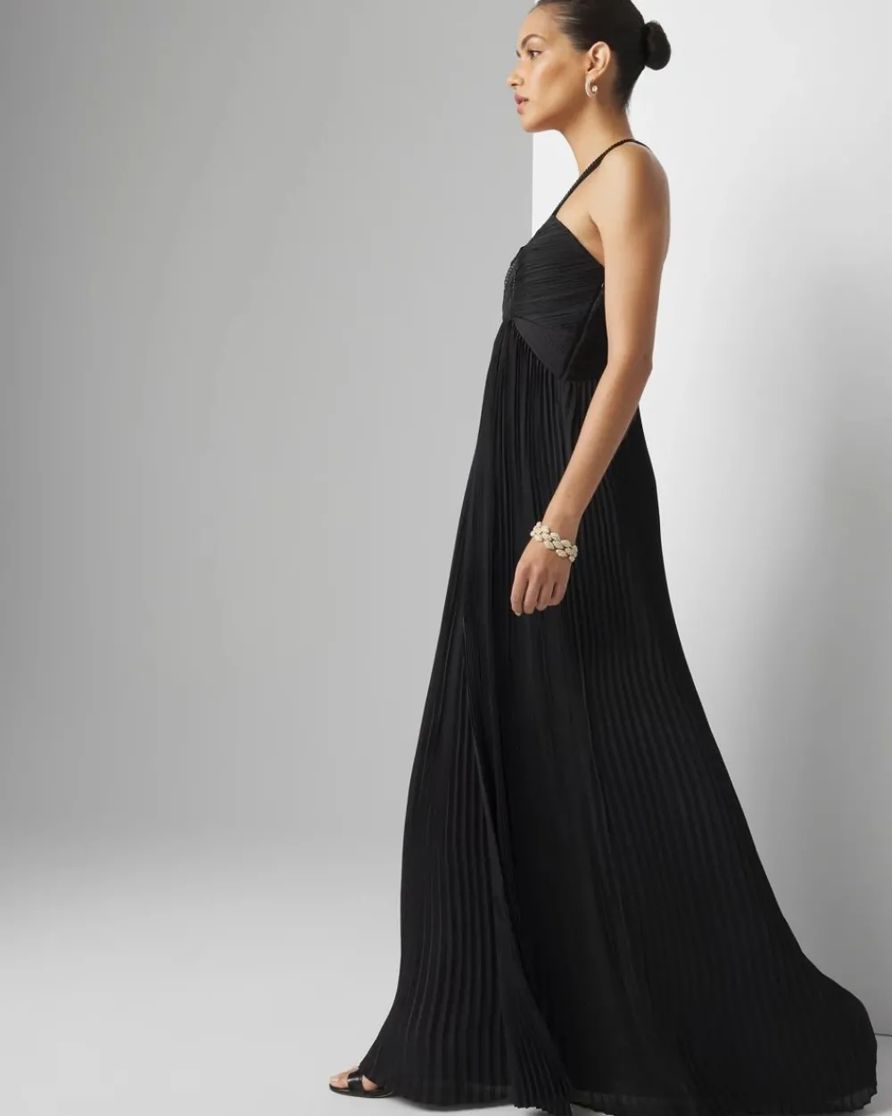 Beaded Halter Maxi Gown*White House Black Market Clearance
