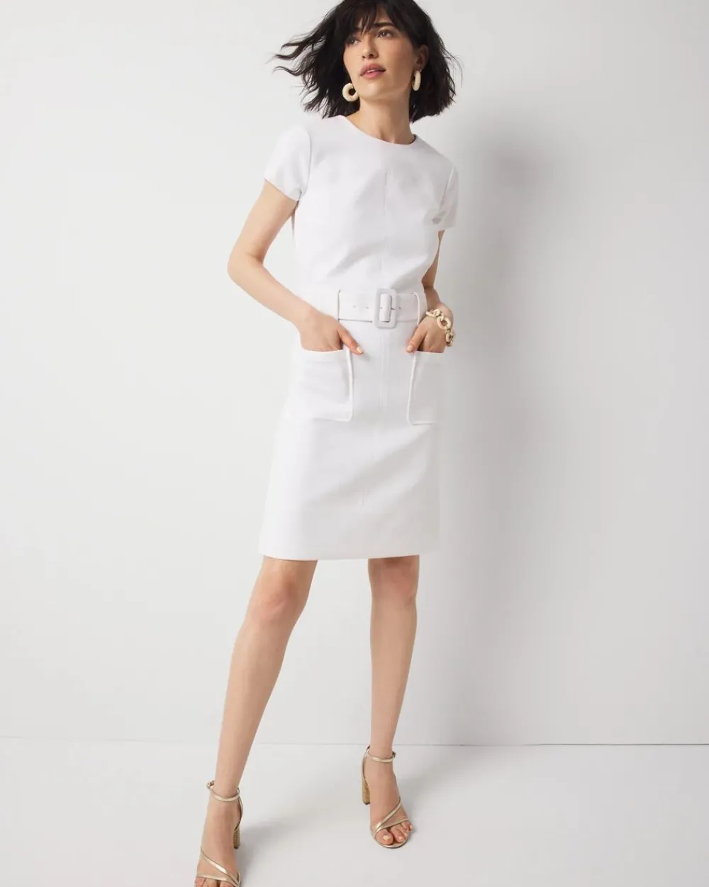Belted Ponte Shirt Dress*White House Black Market Best
