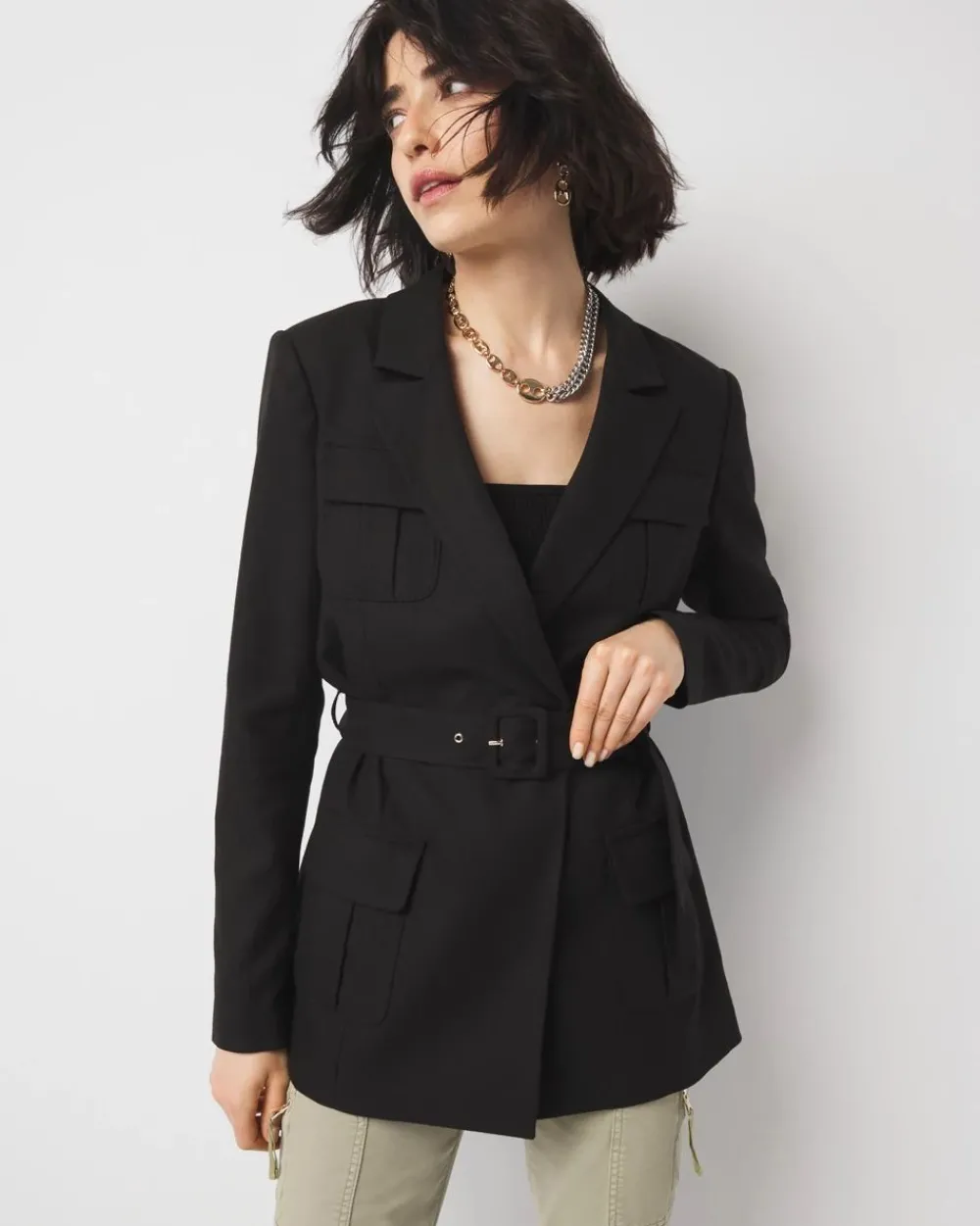 Belted Safari Jacket*White House Black Market Fashion