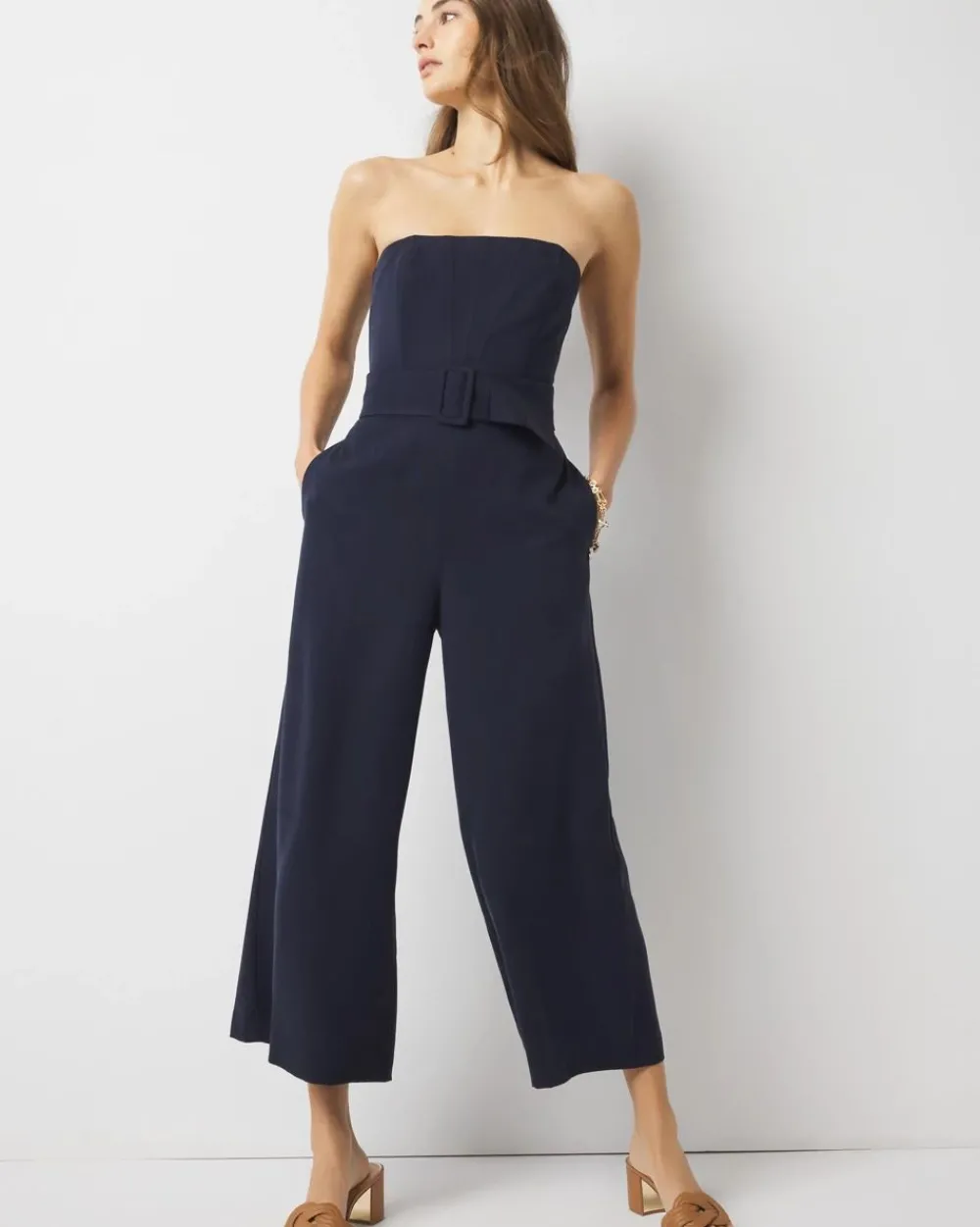 Belted Wide Leg Cropped Jumpsuit*White House Black Market Discount