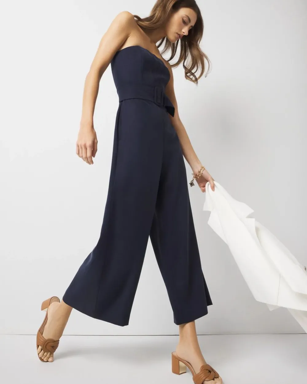 Belted Wide Leg Cropped Jumpsuit*White House Black Market Discount