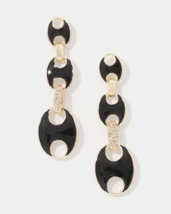 Black Mariner Links & Pavé Earrings*White House Black Market Hot