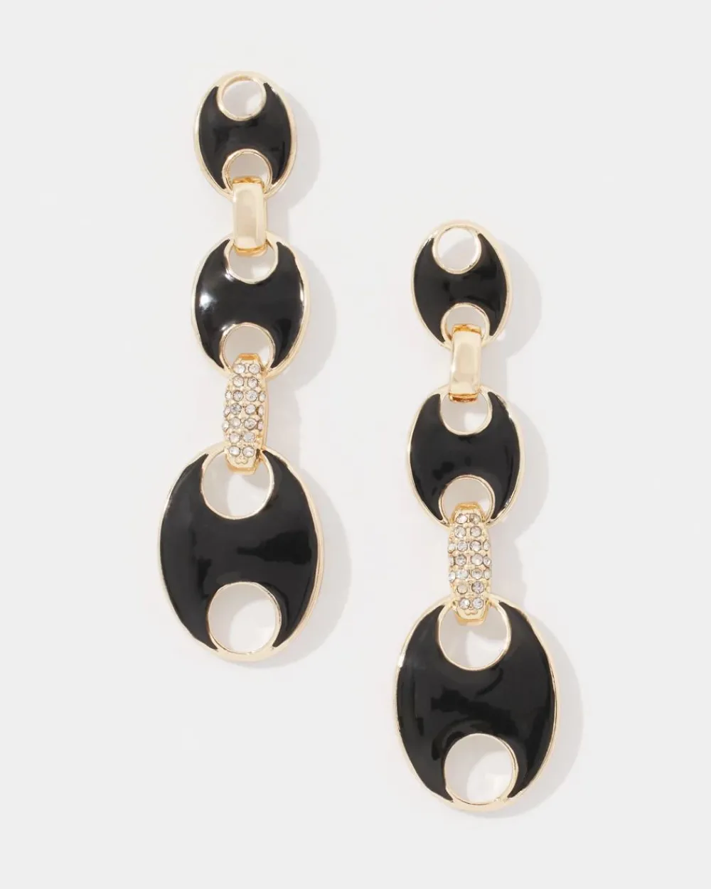 Black Mariner Links & Pavé Earrings*White House Black Market Hot