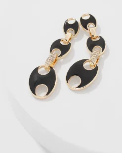 Black Mariner Links & Pavé Earrings*White House Black Market Hot