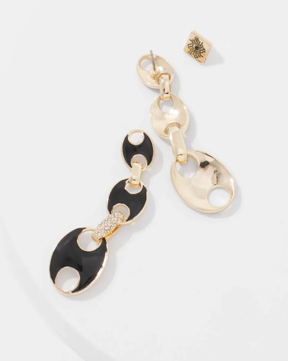 Black Mariner Links & Pavé Earrings*White House Black Market Hot