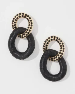 Black Raffia + Crystal Drop Earrings*White House Black Market Outlet