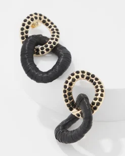 Black Raffia + Crystal Drop Earrings*White House Black Market Outlet