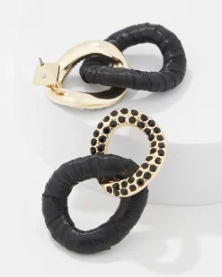 Black Raffia + Crystal Drop Earrings*White House Black Market Outlet