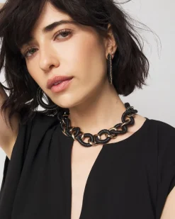 Black Raffia + Crystal Link Necklace*White House Black Market Best