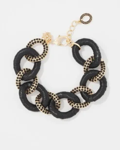 Black Raffia + Crystal Link Bracelet*White House Black Market Outlet