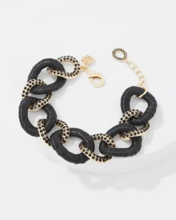 Black Raffia + Crystal Link Bracelet*White House Black Market Outlet
