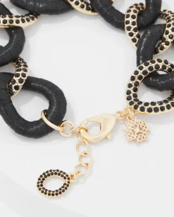 Black Raffia + Crystal Link Bracelet*White House Black Market Outlet