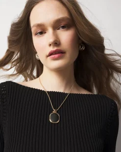 Black Textured Leather Pendant Necklace*White House Black Market New
