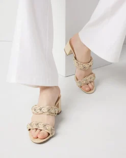 Braided Raffia Heeled Sandal*White House Black Market New