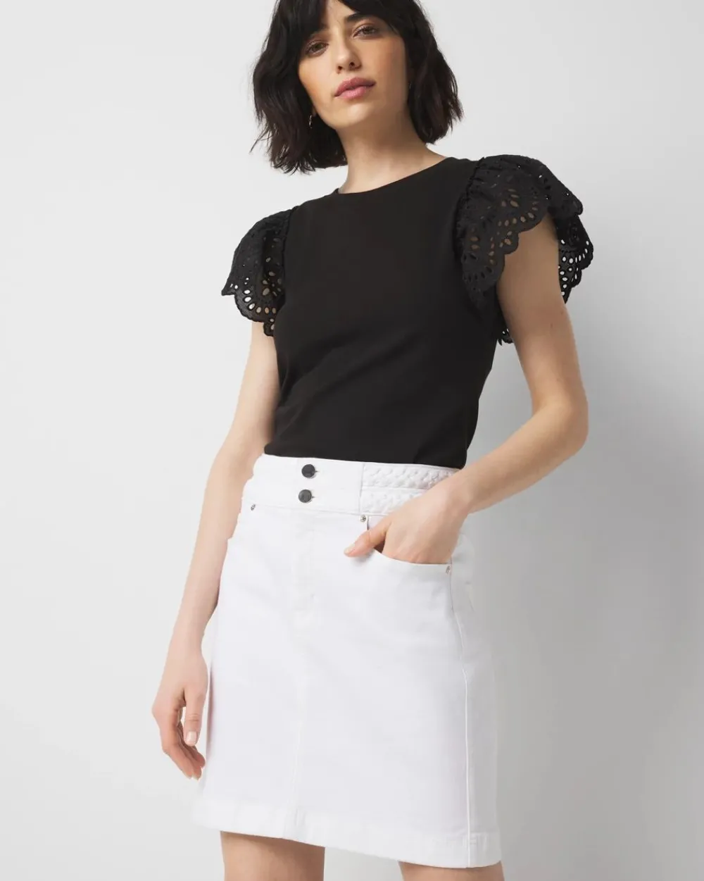 Braided Waist Denim A-Line Miniskirt*White House Black Market Discount