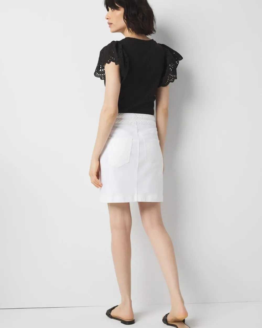 Braided Waist Denim A-Line Miniskirt*White House Black Market Discount