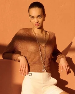 Bronze Shimmer Surplice Sweater*White House Black Market Fashion