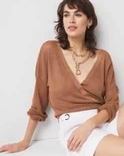 Bronze Shimmer Surplice Sweater*White House Black Market Fashion