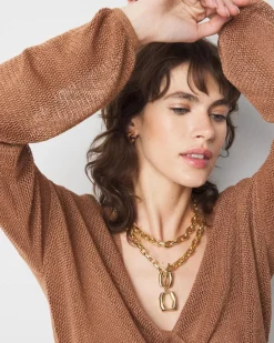 Bronze Shimmer Surplice Sweater*White House Black Market Fashion