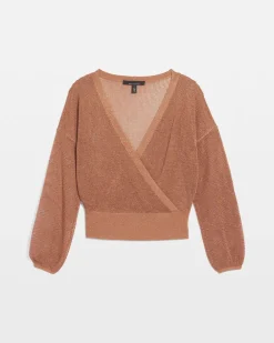 Bronze Shimmer Surplice Sweater*White House Black Market Fashion