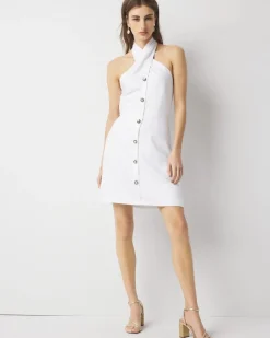 Button-Front Halter Mini Dress*White House Black Market Best