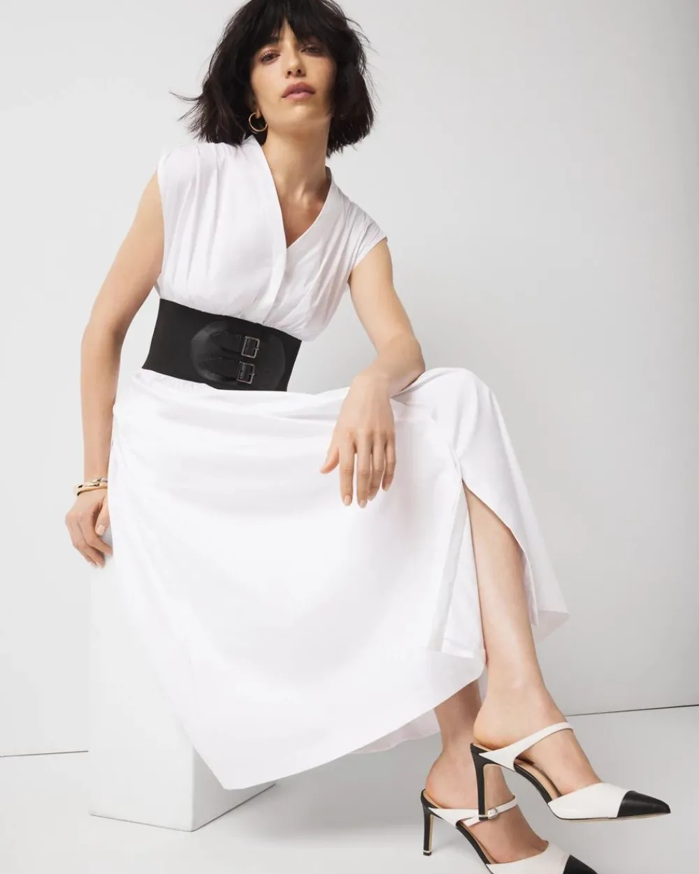 Cap Sleeve Belted Midi Dress*White House Black Market Discount