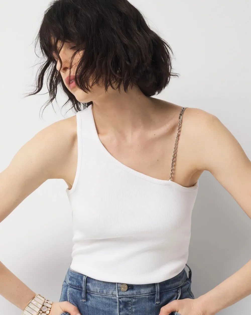 Chain Strap Ribbed Tank*White House Black Market Clearance