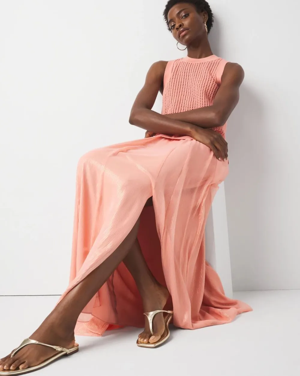 Chiffon A-Line Maxi Skirt*White House Black Market Discount