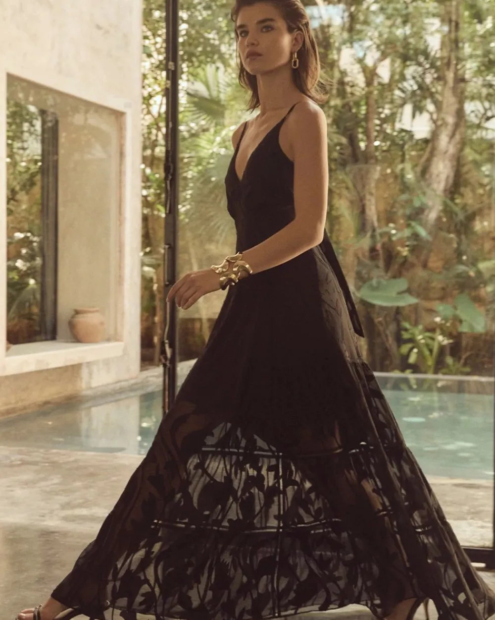 Chiffon Burnout Maxi Dress*White House Black Market Hot