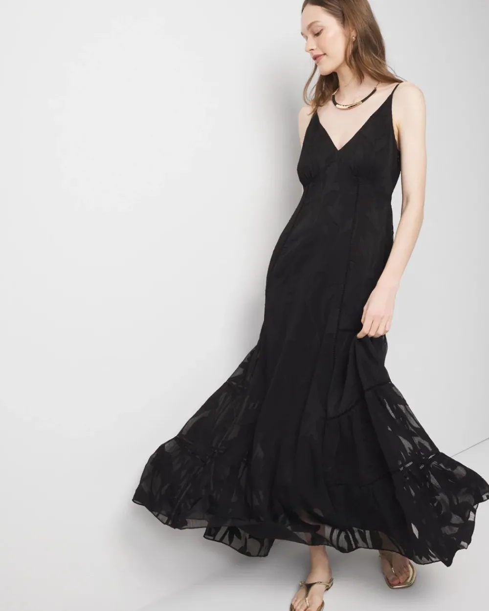 Chiffon Burnout Maxi Dress*White House Black Market Hot