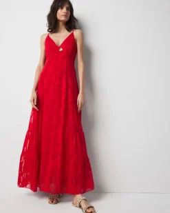 Chiffon Burnout Maxi Dress*White House Black Market New
