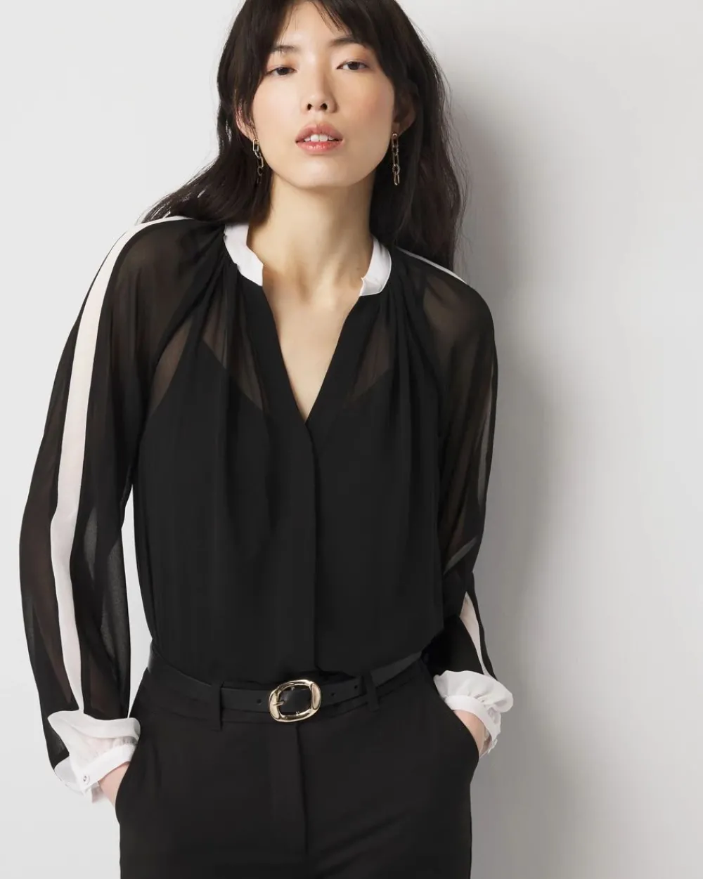 Chiffon Colorblock Blouse*White House Black Market Fashion