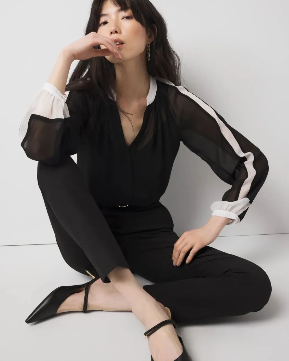 Chiffon Colorblock Blouse*White House Black Market Fashion