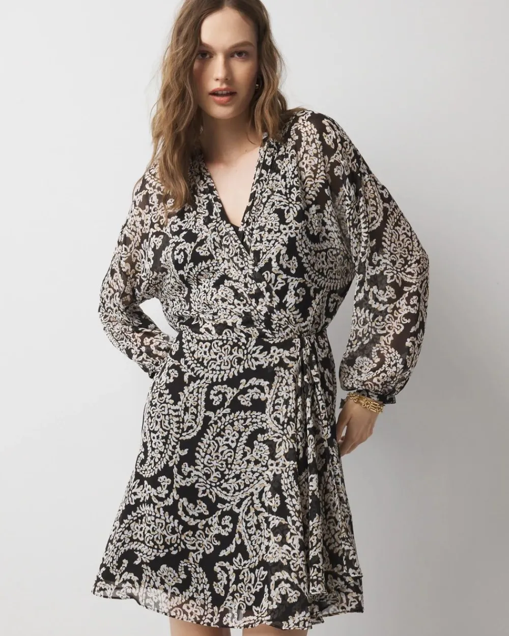 Chiffon Surplice Mini Dress*White House Black Market Online