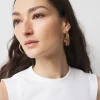 Cognac Textured Leather Hoop Earrings*White House Black Market Outlet