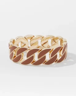Cognac Textured Leather Link Bracelet*White House Black Market Discount