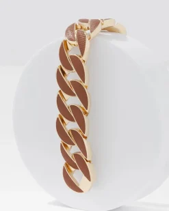 Cognac Textured Leather Link Bracelet*White House Black Market Discount