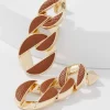 Cognac Textured Leather Linear Earrings*White House Black Market Online