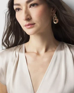 Cognac Textured Leather Linear Earrings*White House Black Market Online