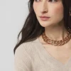 Cognac Textured Leather Link Necklace*White House Black Market Fashion