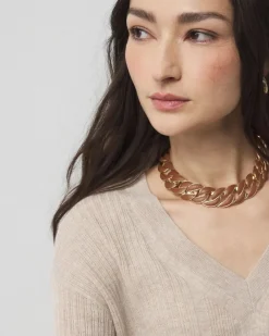 Cognac Textured Leather Link Necklace*White House Black Market Fashion