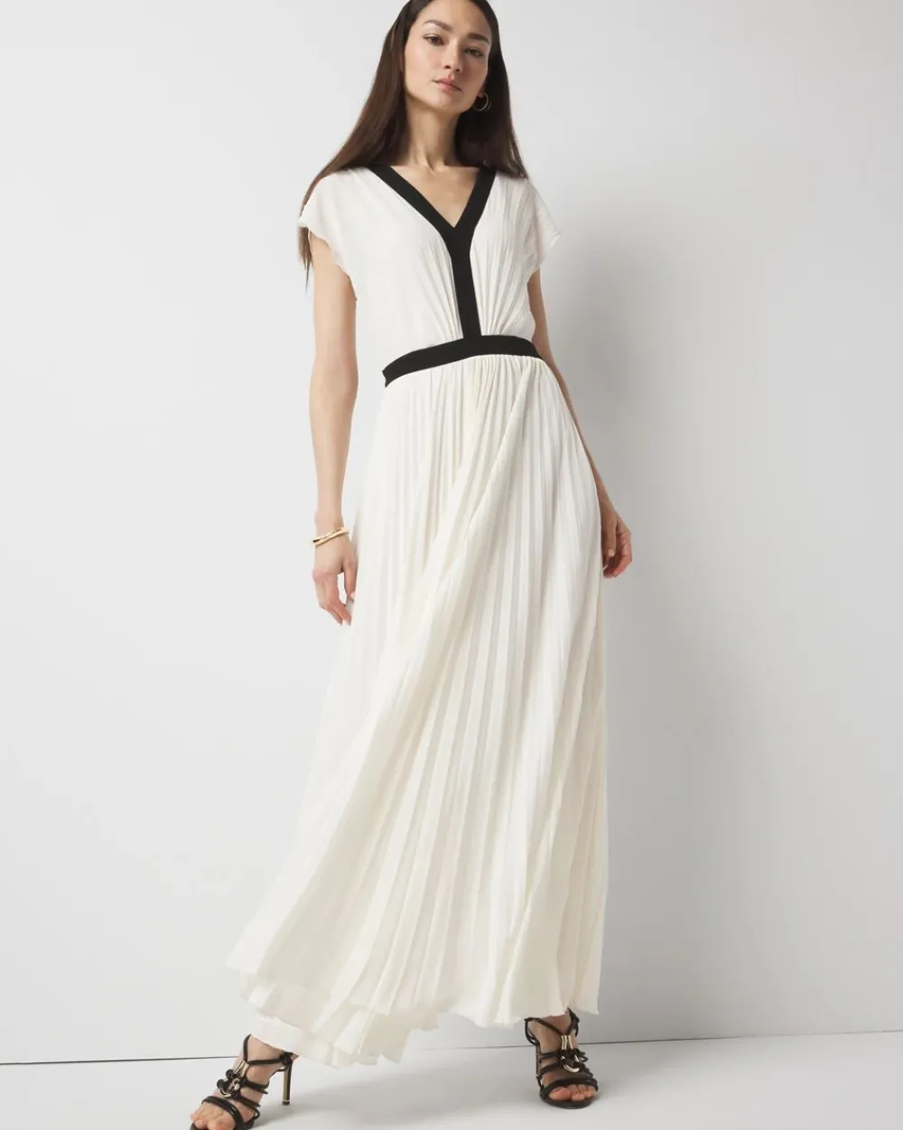 Colorblocked Pleated Maxi Dress*White House Black Market Fashion