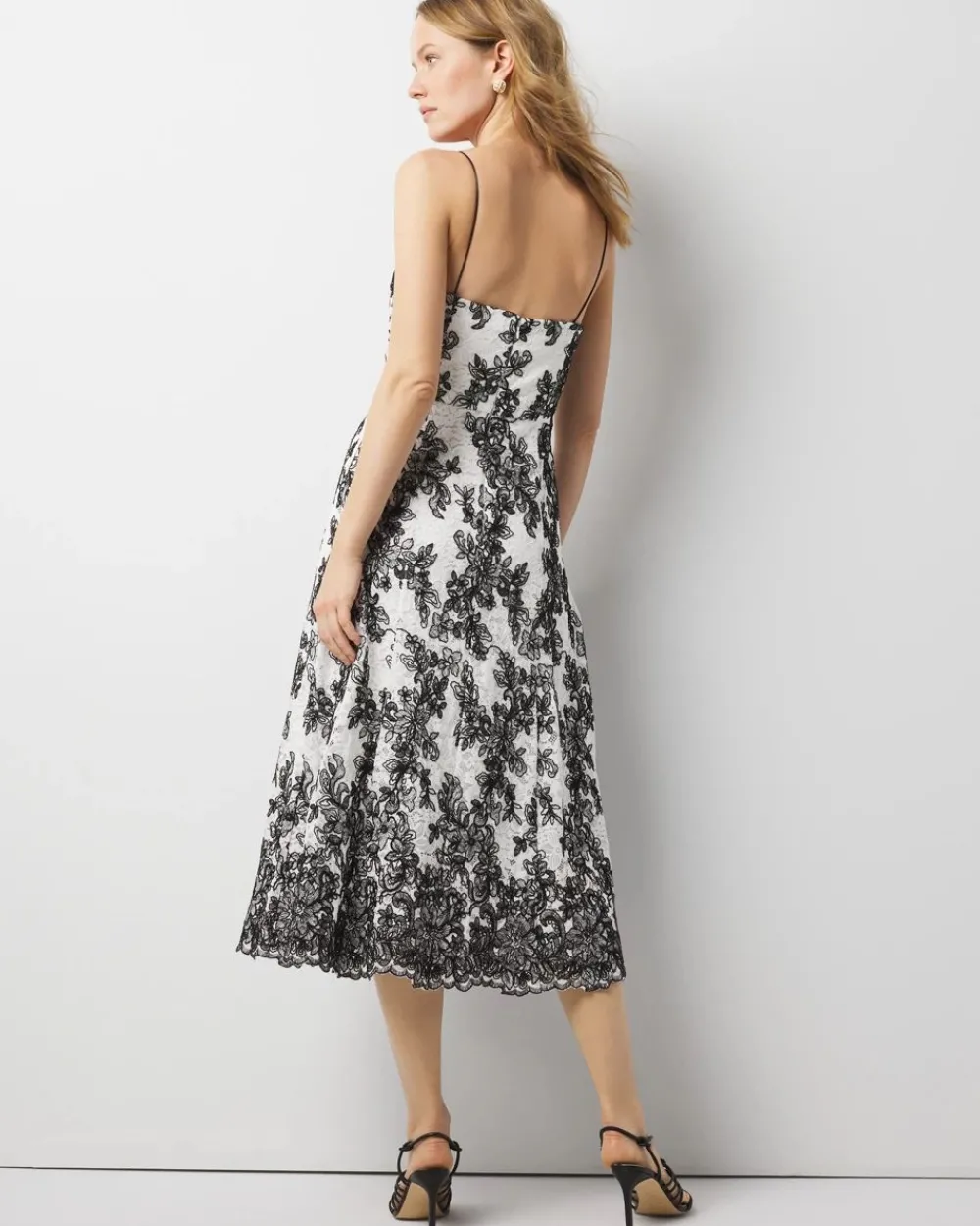 Contrast Lace Midi Dress*White House Black Market Sale