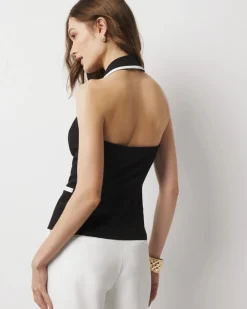 Contrast Piping Halter Vest*White House Black Market Online