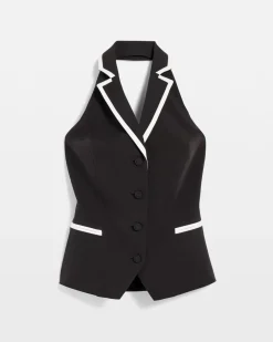 Contrast Piping Halter Vest*White House Black Market Online