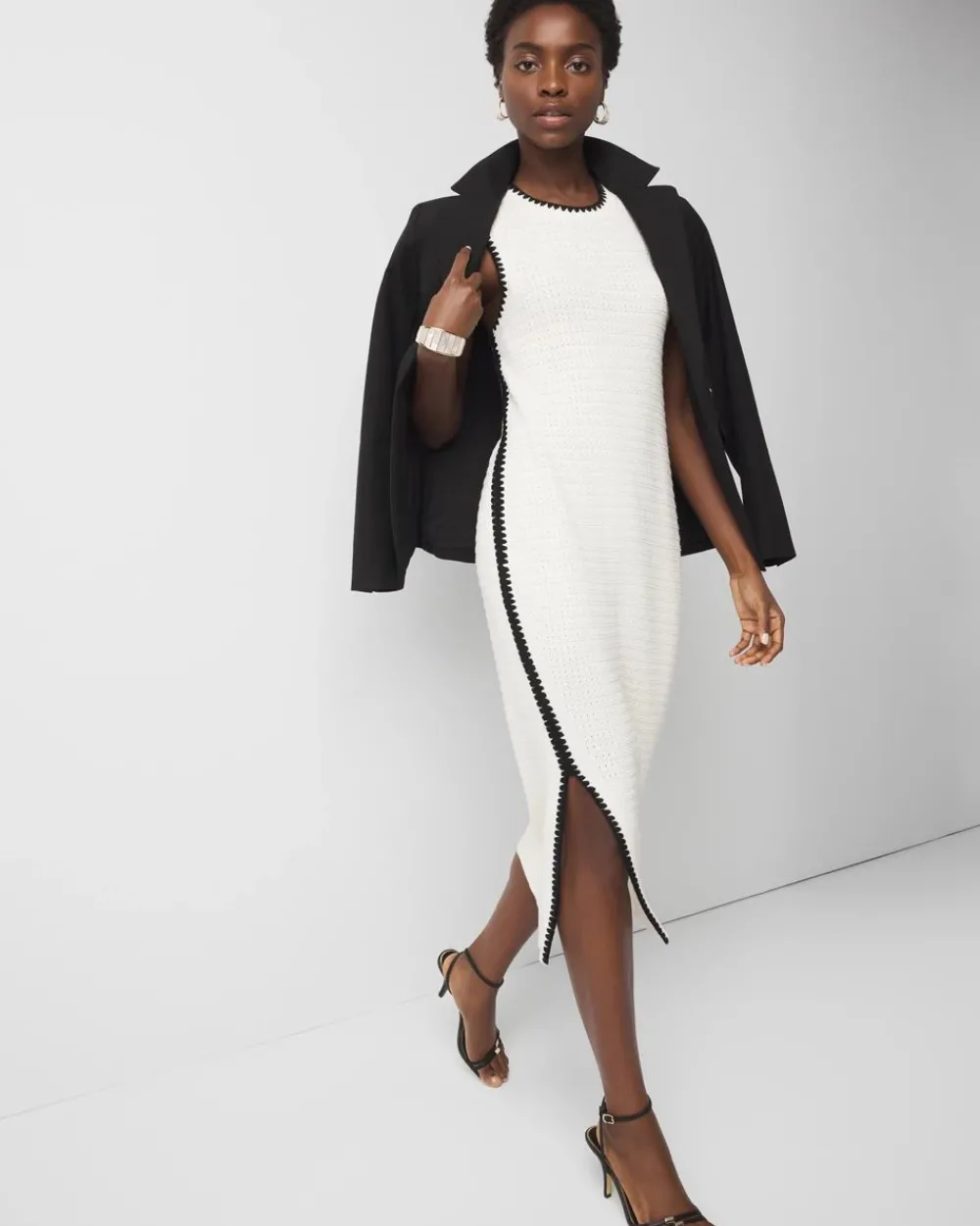 Contrast Trim Sweater Dress*White House Black Market Hot