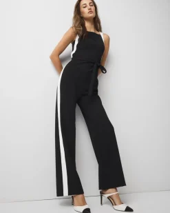 Contrast Trim Wide Leg Jumpsuit*White House Black Market Best