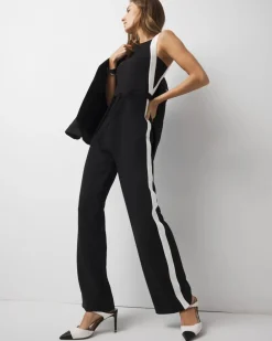 Contrast Trim Wide Leg Jumpsuit*White House Black Market Best