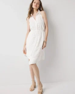 Cotton Eyelet Asymmetric Dress*White House Black Market Best