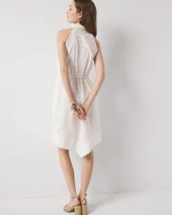 Cotton Eyelet Asymmetric Dress*White House Black Market Best